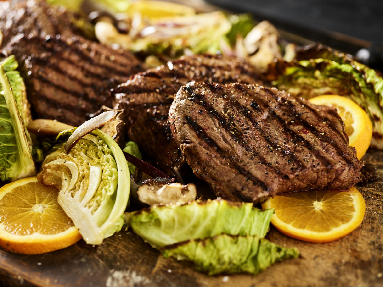 Steak and salad on a plate 